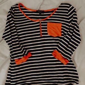 Love J Navy and Red Striped 3/4 Longsleeve Tee
